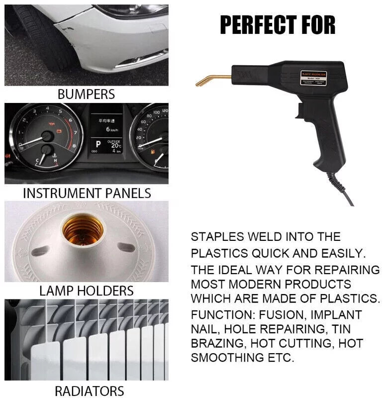 Car Welder Stapler Welding Gun Kit 600 Plastic Machine Bumper Repair Staples Hot