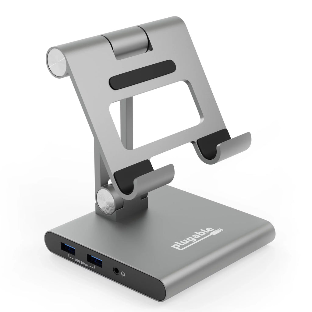 HDMI, SD, USB, Compatible Pass-through Station Hub, USB-C 100W USB-C 2x Stand, Windows, Docking for and Audio, USB C iPad Plugable with 8-in-1 and Phones, Tablets iPadOS, Charging with 1x