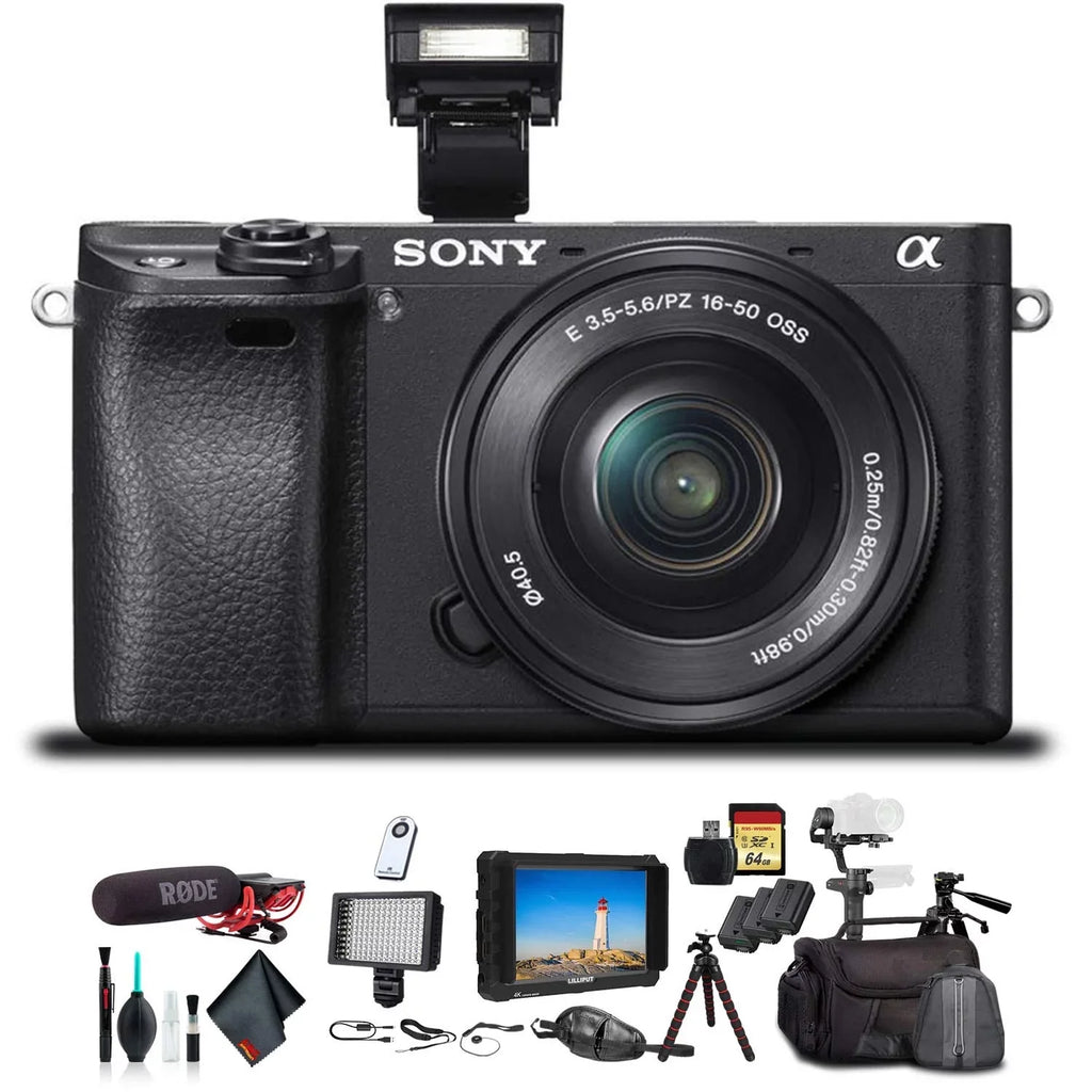 Stabilizer, 2x 64GB a6300 Black Mirrorless Essential Accessories Bag, Soft 2x Mic, , Batteries, Extra 4K Camera Zhiyun-Tech Rode WEEBILL Alpha W/ Monitor W/ Plus Lens Cards, ILCE6300L/B 16-50mm