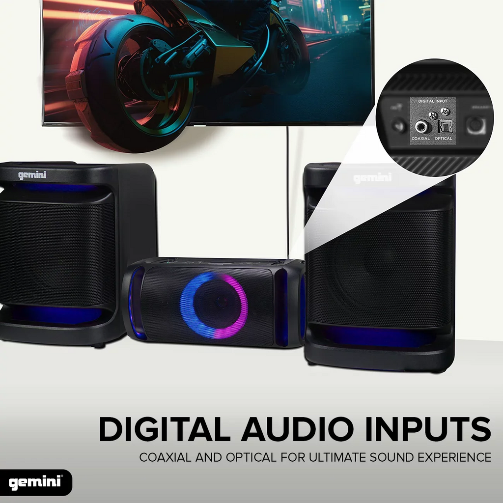 Light 4000W Sound LED Stereo Audio GSYS-4800 & Gemini System Bluetooth Watts with Theater Home Party
