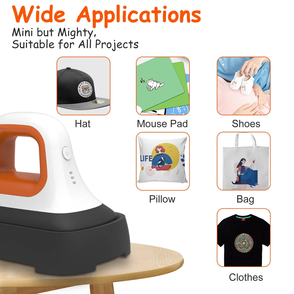 Heat Transfer Mini Hat * Iron Heating Orange Fast for with Press Portable in T-Shirt Machine Bags, 3.8" Machine Clothes 7" Heat