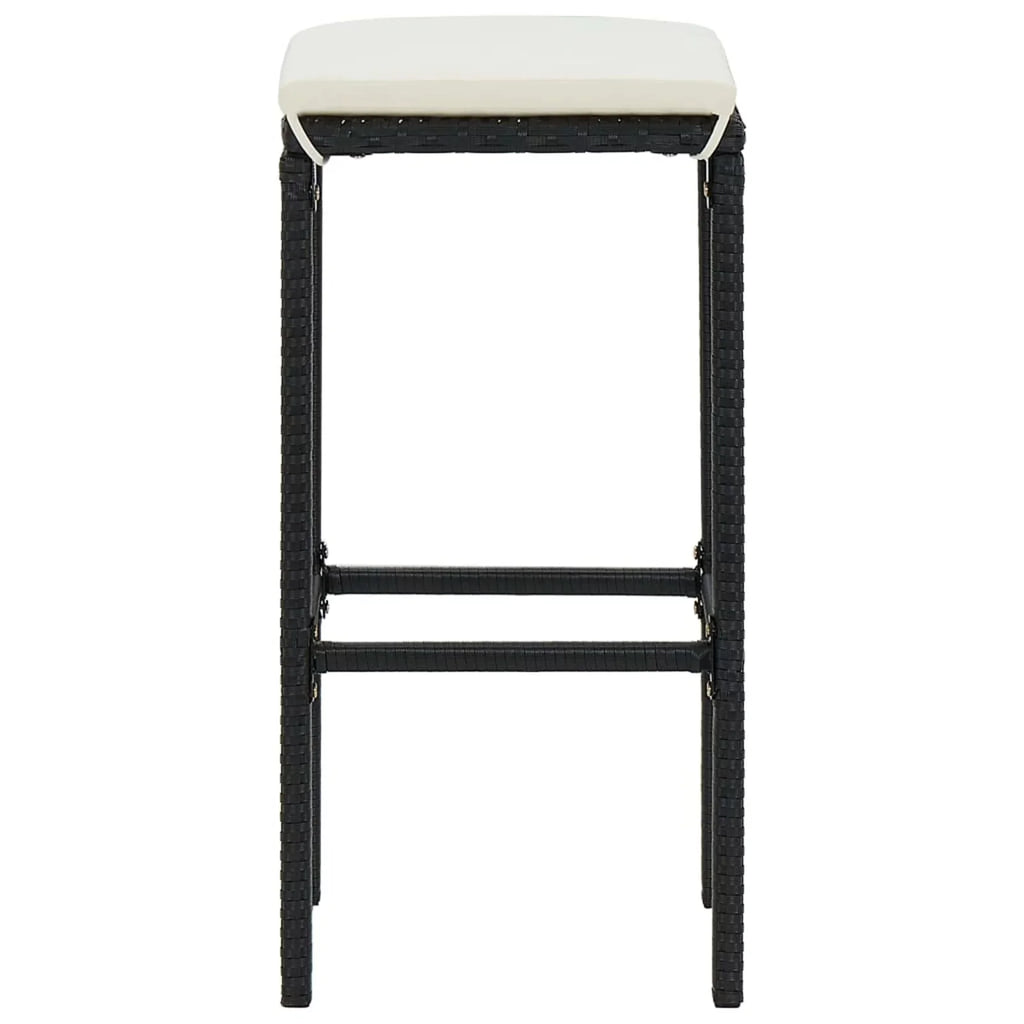 Anself Cushioned with Dining Backyard, 4 Bistro, and Garden Chairs Pub, Black Piece Set Terrace, for Rattan Shelf Stool Poly Bar Table Storage exterior 5 Patio Set