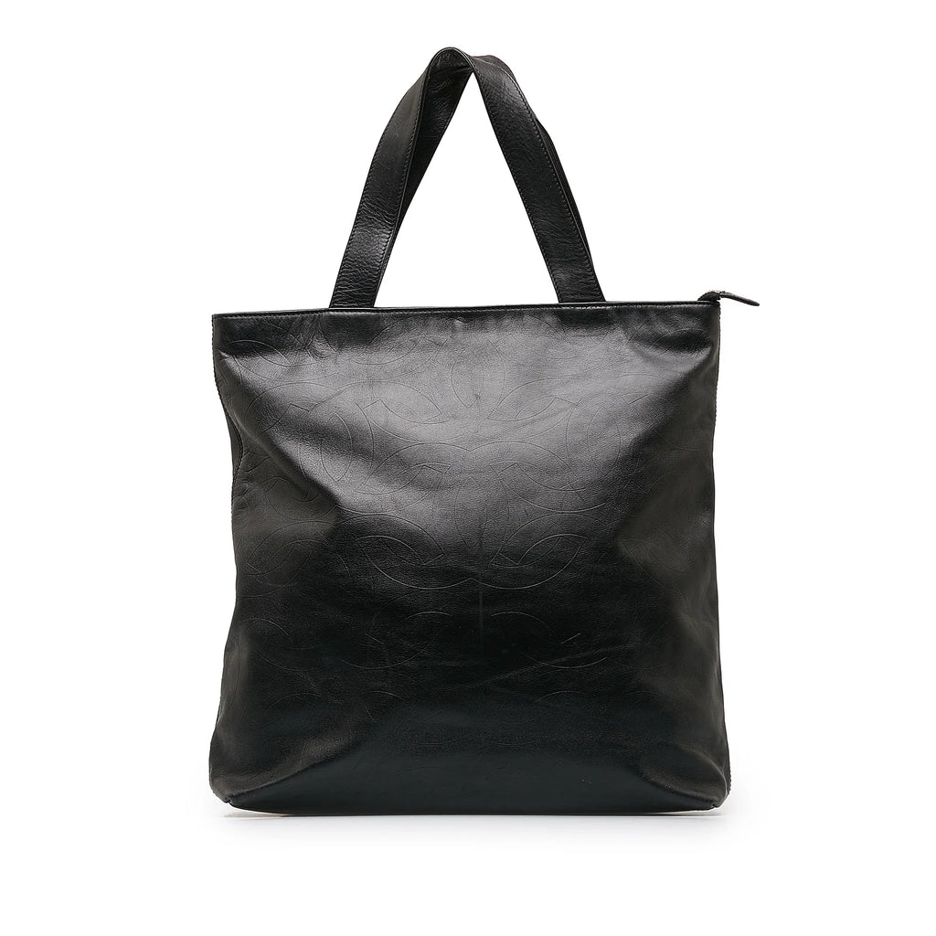 Black Bag Authenticated Unisex (Good) Leather Lambskin CC Tote Pre-Owned Tote