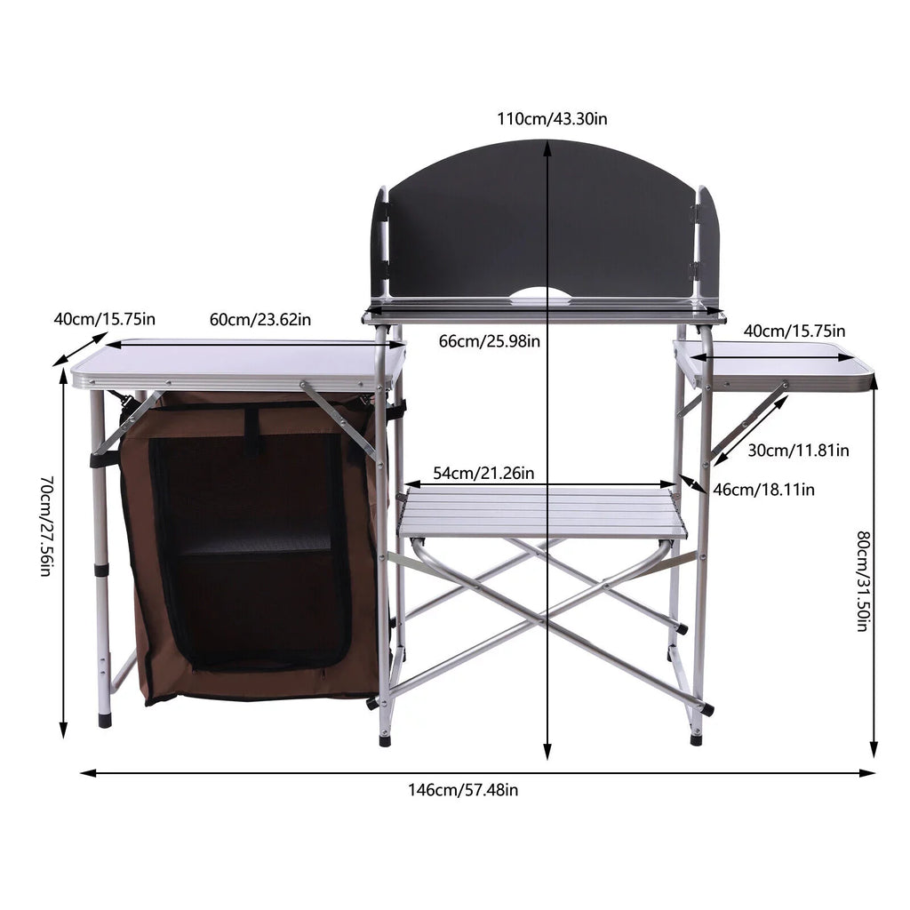 BBQ Rack Table Table Miumaeov Camping Cabinet Portable Folding Picnic Storage Kitchen