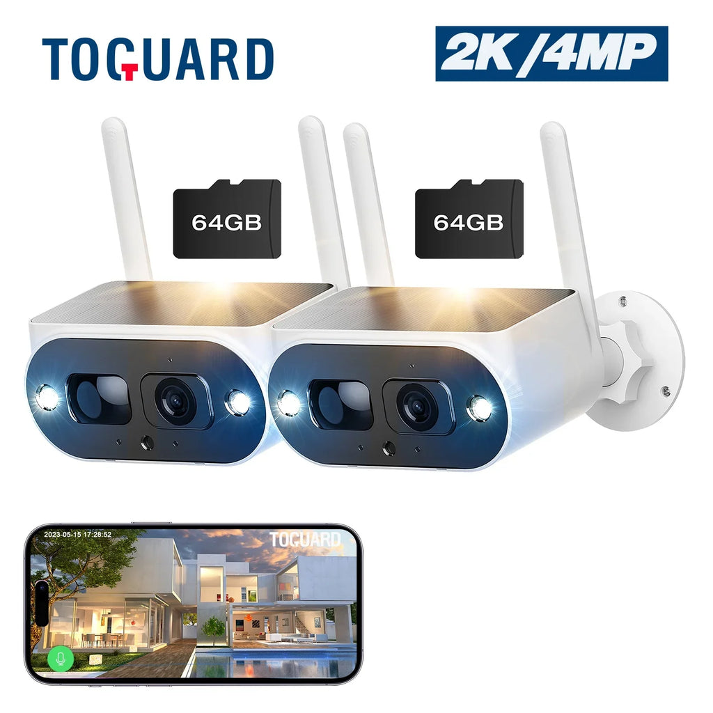 WiFi Solar Bullet Powered Surveillance Pack Camera Wireless Security 2K/4MP Camera exterior Battery SC15 Toguard 2