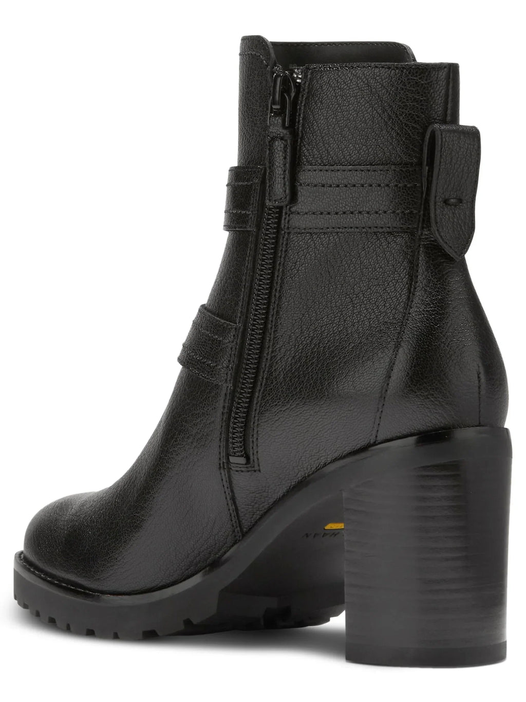 Foster Black Toe 5 Stacked Accent Almond HAAN B COLE Leather Buckle Booties Womens Zip-Up Heel