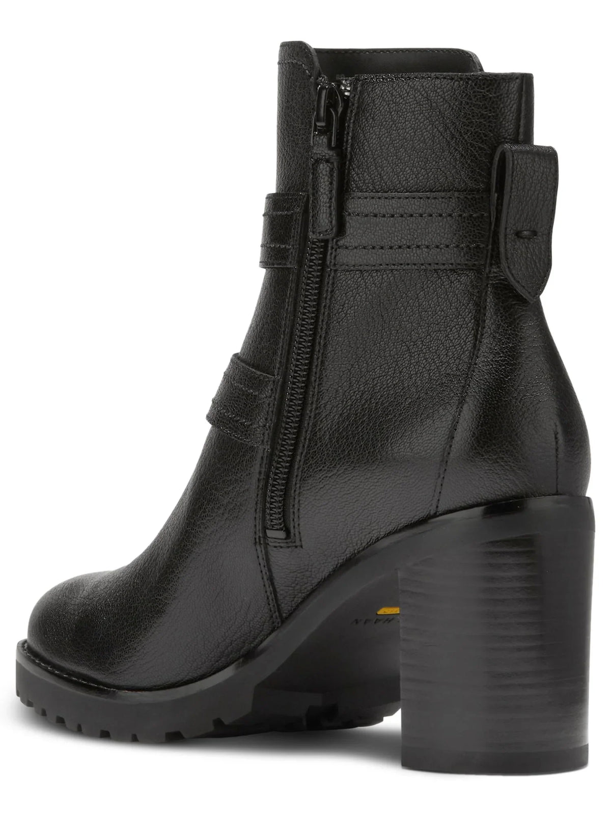 Foster Black Toe 5 Stacked Accent Almond HAAN B COLE Leather Buckle Booties Womens Zip-Up Heel