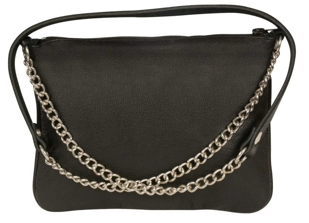 Leather Shoulder Black Milwaukee Bag MP8810 Women's Riveted Strap Chain
