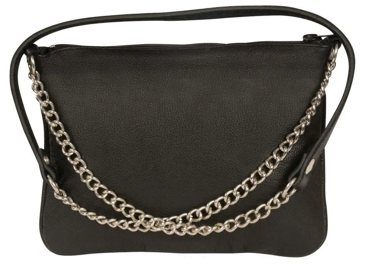 Leather Shoulder Black Milwaukee Bag MP8810 Women's Riveted Strap Chain