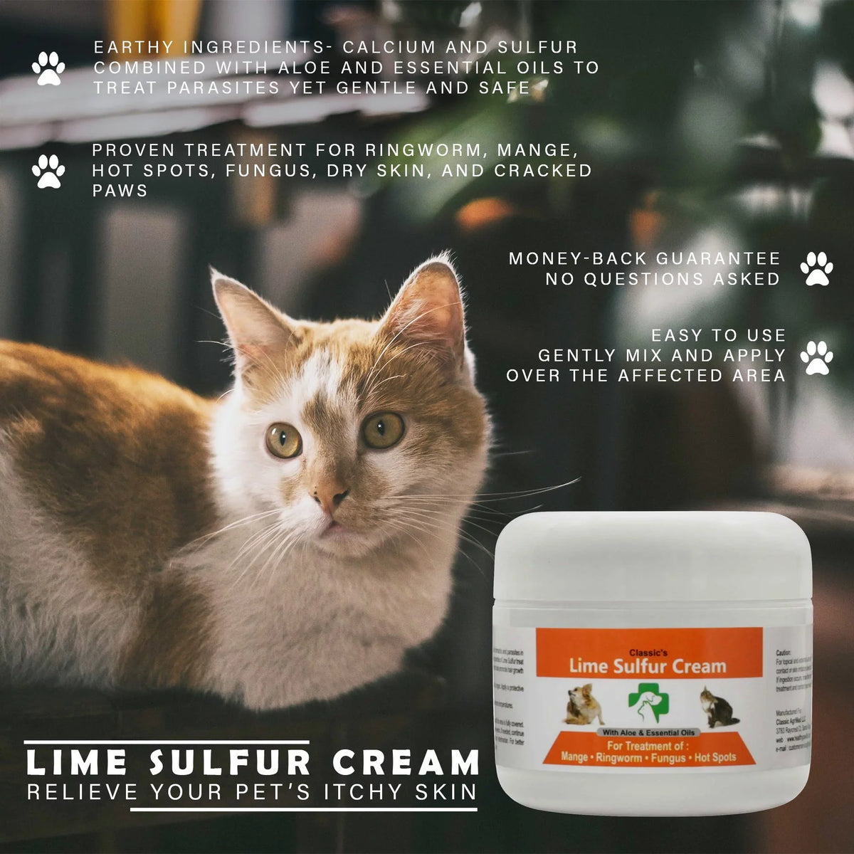 x Kitten, - Cat, Dog, - Sulfur Cream Pet x Skin Care oz Safe Horse Healthy Paw x (2 Itchy Pet Ointment Puppy, 2 (2 (2 2) for and oz 2) Skin Dry Lime oz - Life Ointment Jars) for Dip