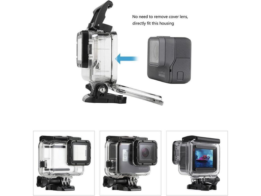 Tripod 3-Pack 6 Dive Screw, Buckle, for Hero Lens Hero Quick 45m GoPro Release Housing 7 Adapter, Waterproof Dive Filters with Black Thumb (2018) - 5 Case Include Underwater Cap Backdoor,