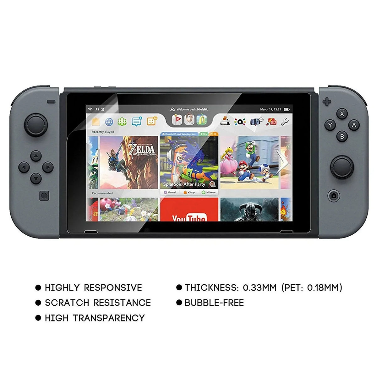 Black Switch Carrying Grips, More, with for and Nintendo Screen Accessories Accessories 16-in-1 Protector, Kit Glass OLED, Case, EEEkit Cover Fit Thumb Protective Case, Bundle Tempered