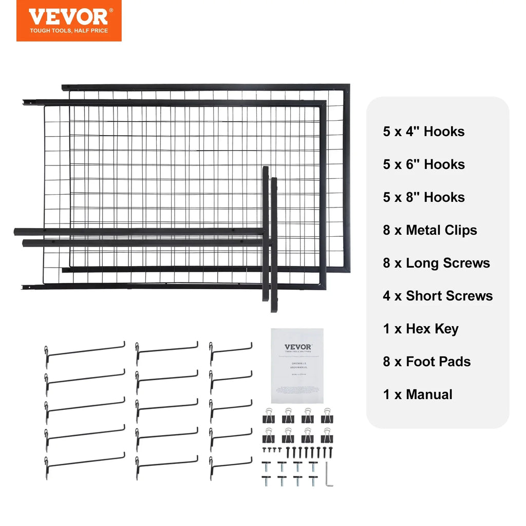 Craft Side Hooks Display 5.6' with BENTISM T-Base Panels Retail Art with for Clips Floorstanding, Shows, Grid Extra Double and Gridwall 2' Wall Panels x Gridwall Tower, Packs Racks 2 Wire Display