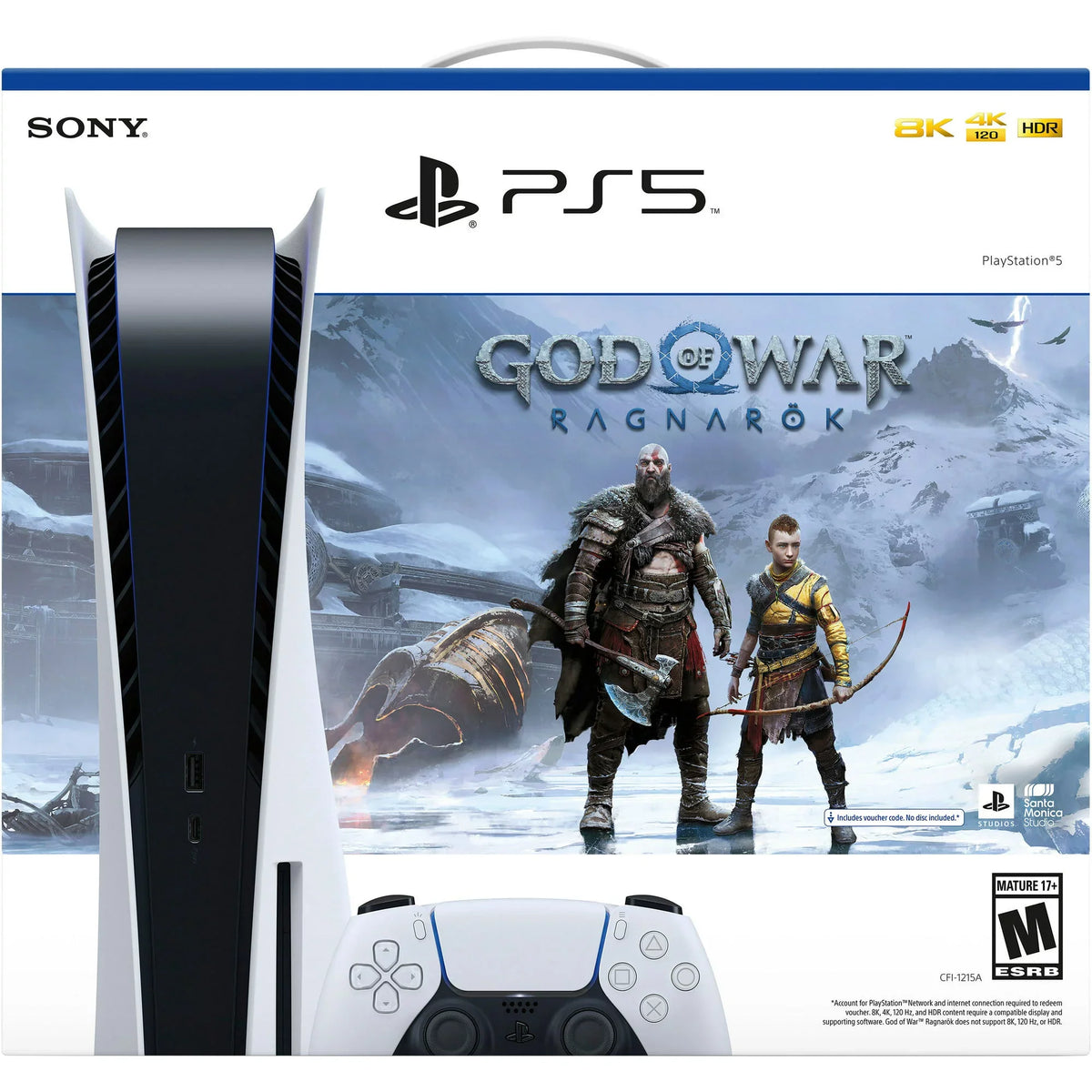 Video Ragnarök Bundle –with War Dualsense PlayStation_PS5 (Disc – White Edition) Game of Extra Cefesfy Console Controller, God