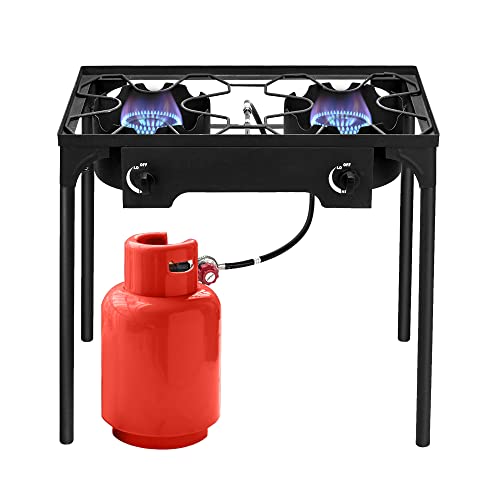 Frying Stove BTU with and Control Camping Backyard Removable 2 Legs, Knobs Cooker BBQ, Gas Temperature Burner Cooking, exterior Outvita for for Propane 150,000 Baking Cooking,