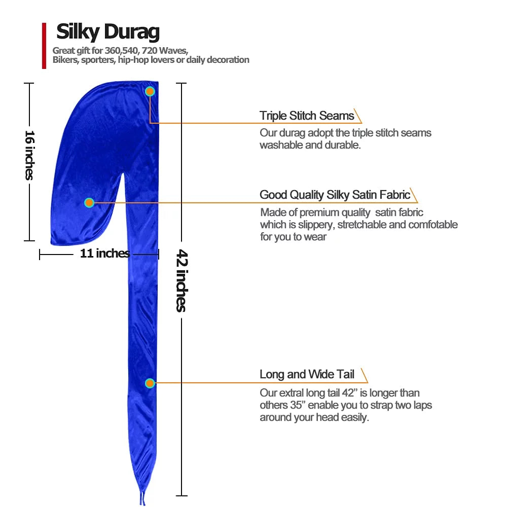 for Durag Silky Waves Headwraps 4 Cap with Pcs Men Silk 4 ASKNOTO Tail Perfect and Wave 360 Pcs Long