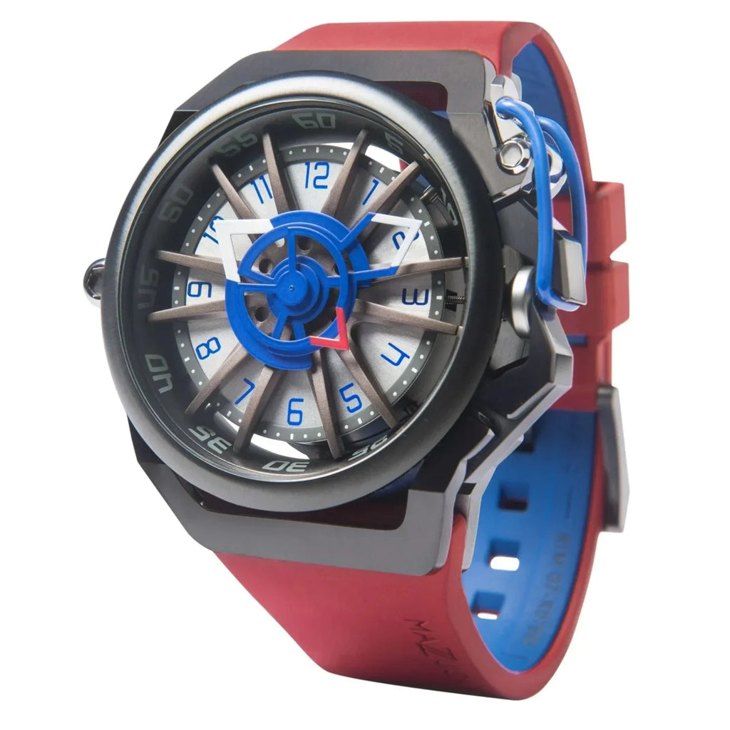 Automatic Twin Watch Adult Reversible White Dial Men for Black Rim Sport - Chronograph Mazzucato