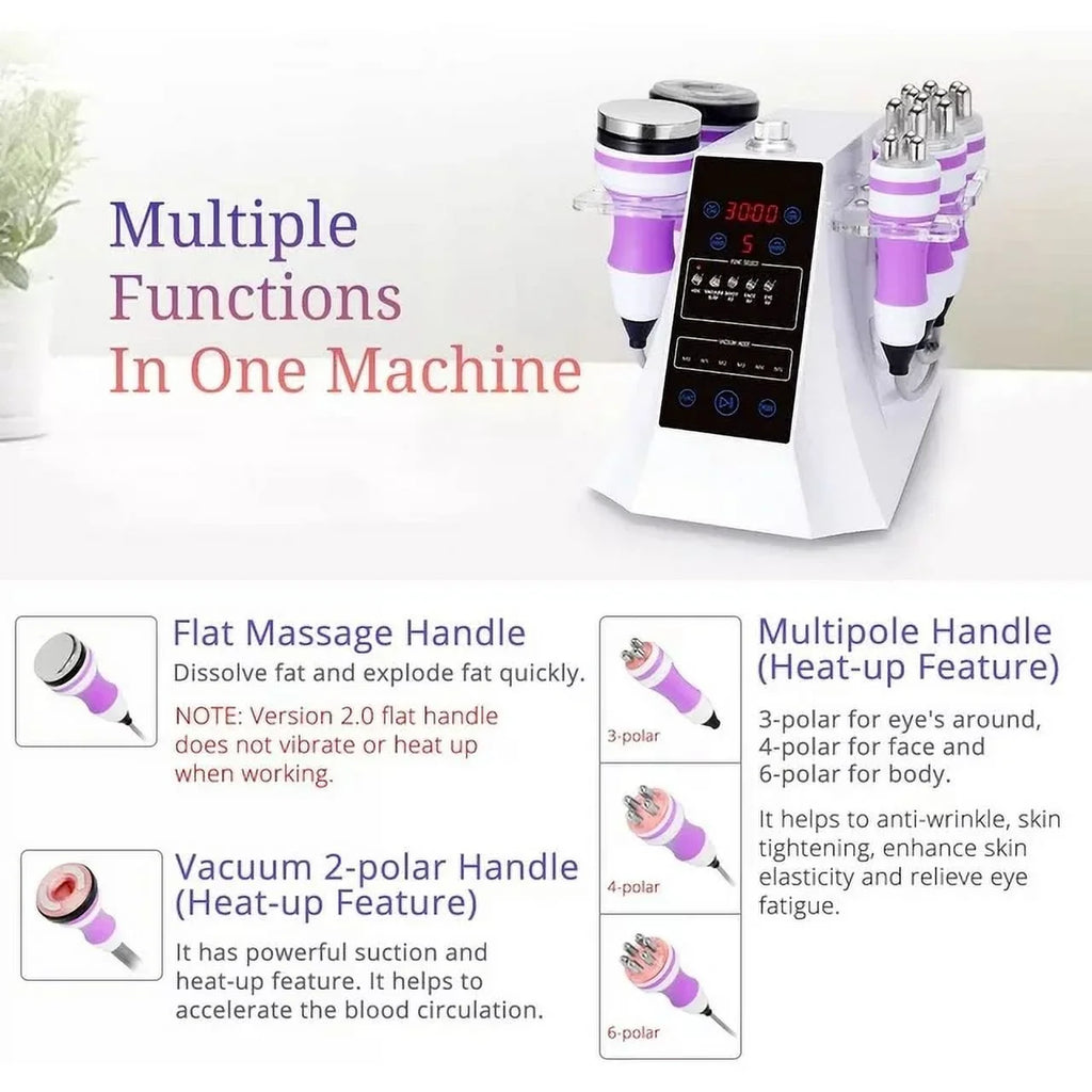 Body Cavitation 2.5 Cold Multipolar Hammer Machine Face Bio Photon Care 5in1 Massager Aristorm Machine, Cavi