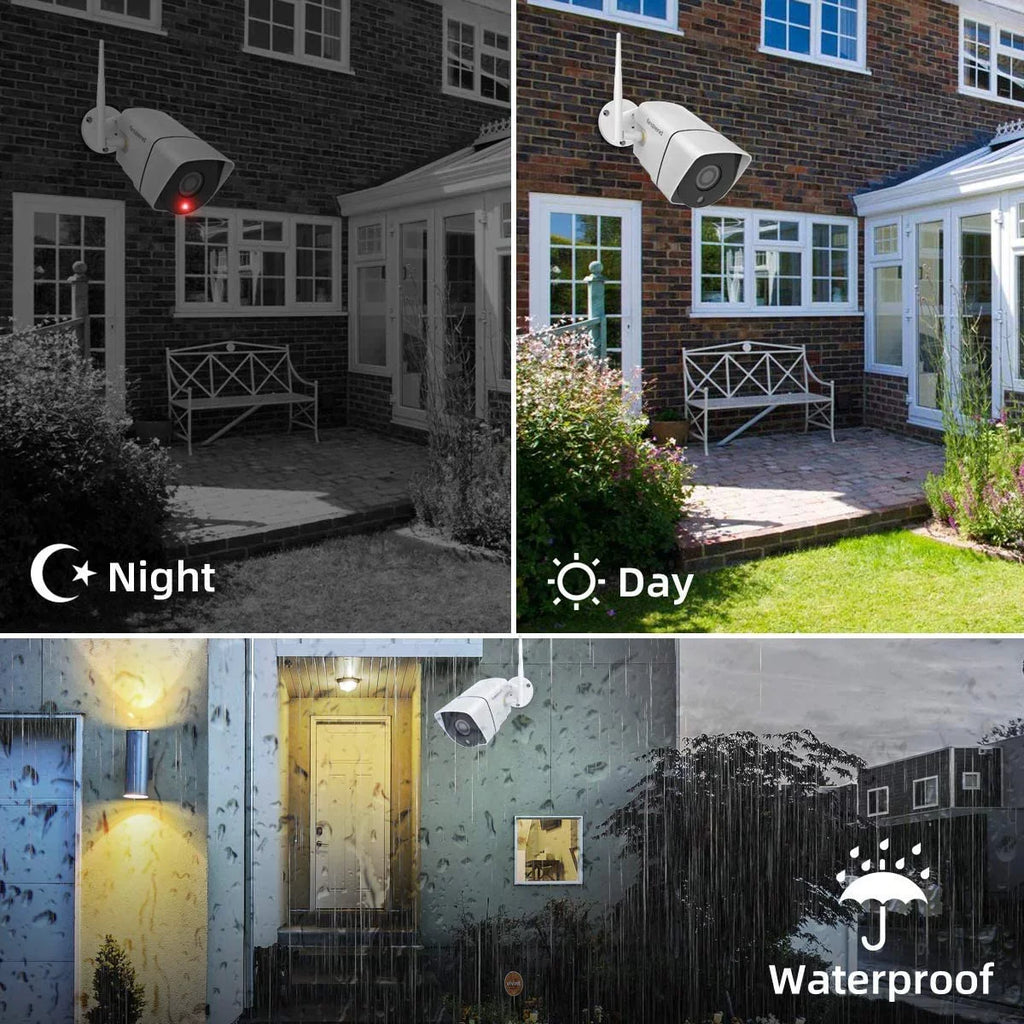 1TB with Wireless,Firstrend Video Free 1080P for exterior Full Security 3MP Camera HD System App Surveillance Indoor 8CH 4pcs Night Security Home HDD Wireless Cameras Vision Detection Systems Motion