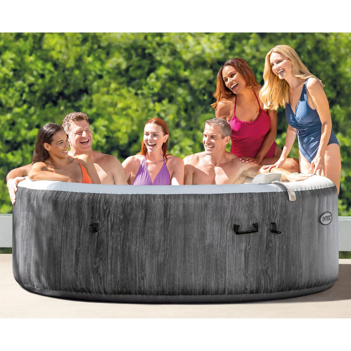 Hot Intex Accessory Tub Plus Benches Spa w/ Greywood PureSpa Inflatable Jet