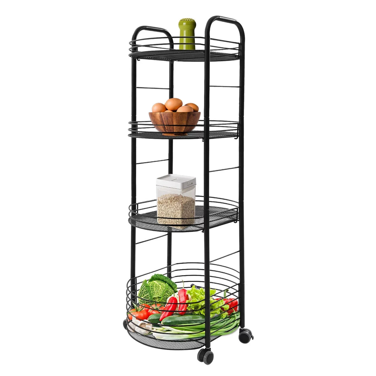 Shelf Utility Cart Kitchen Organizer Rack Trolley Storage Tier 4 Storage Movable