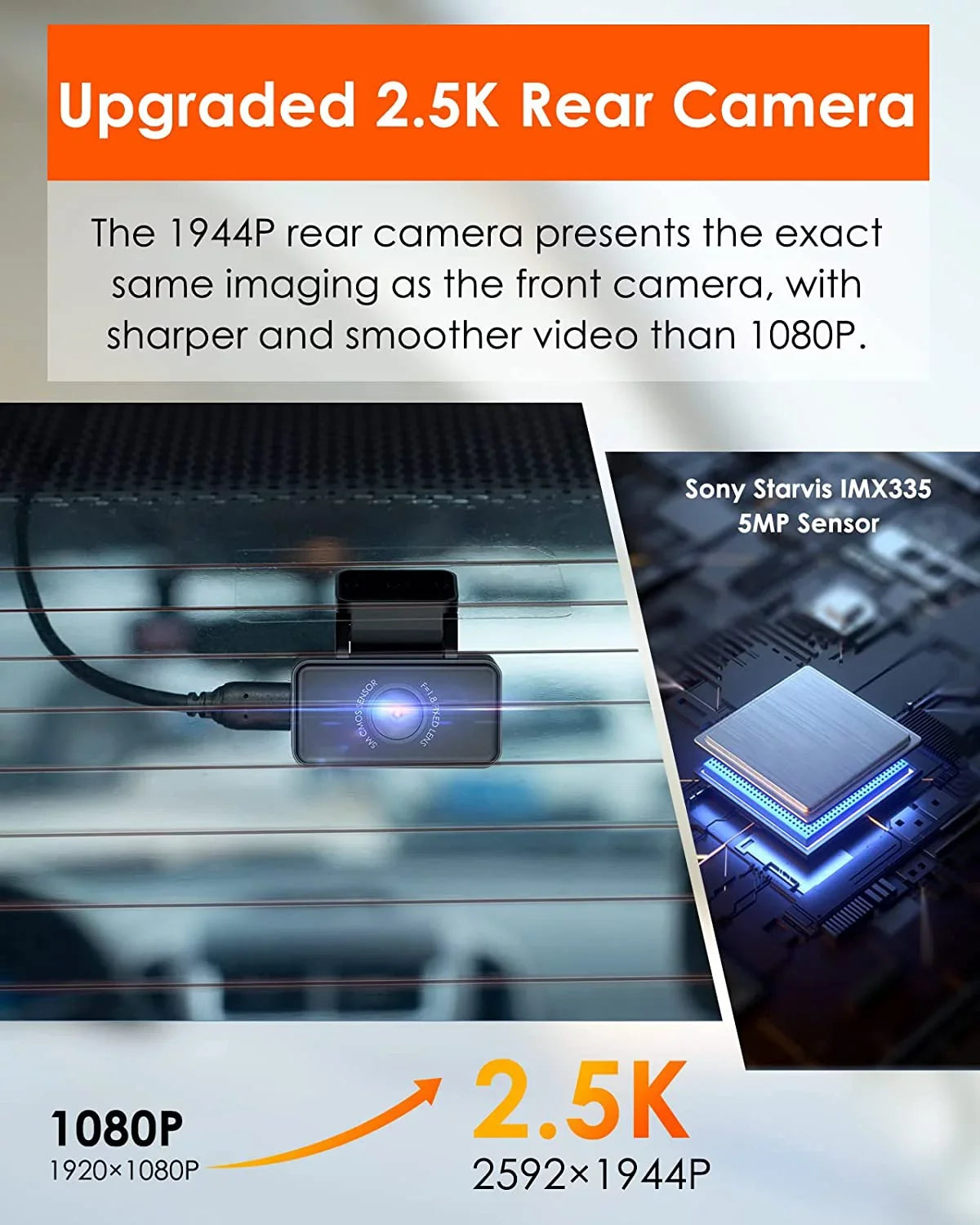 512GB GPS 1944P+1944P Control, Camera, Dash Cam Voice 2.5K Front E2 Motion Buffered with Vision, Detection, Car & Parking Night Mode, WiFi, 5G Dual Rear Capacitor, and Enhanced 24hrs Vantrue Support