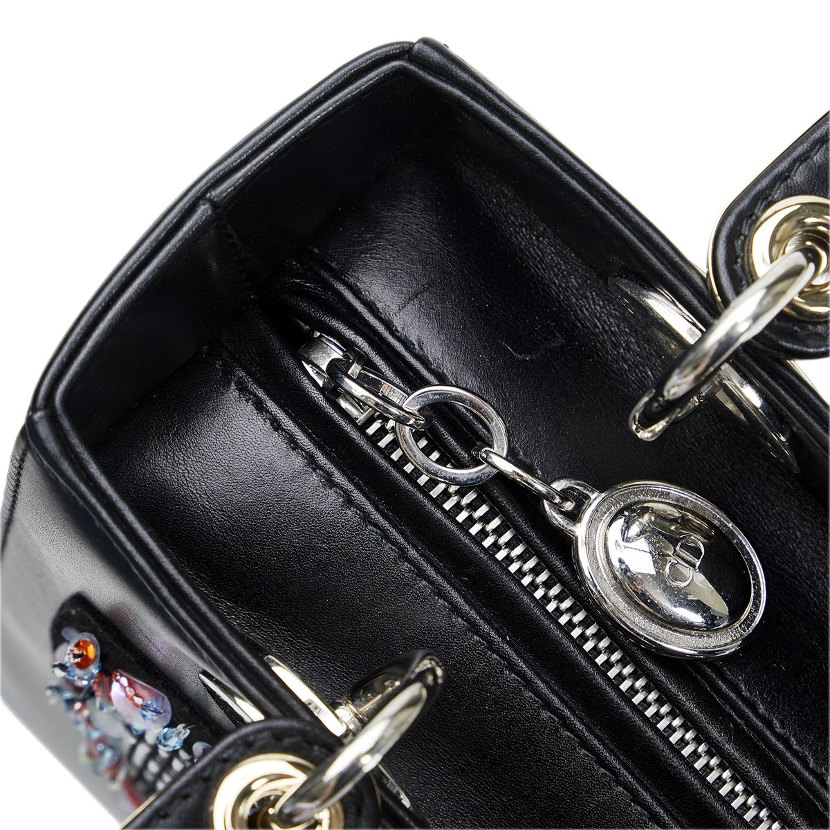 Lady Black Leather Satchel (Good) Pre-Owned Authenticated Dior Unisex Calf Medium Judgement