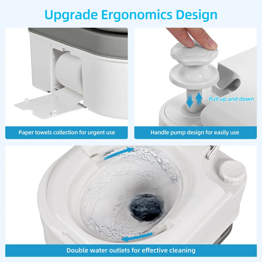 Portable Indicator, Gallon RV Toilet, exterior Camping 6.34 Rotating Porta DWVO Potty with Level RV , Spout Toilet