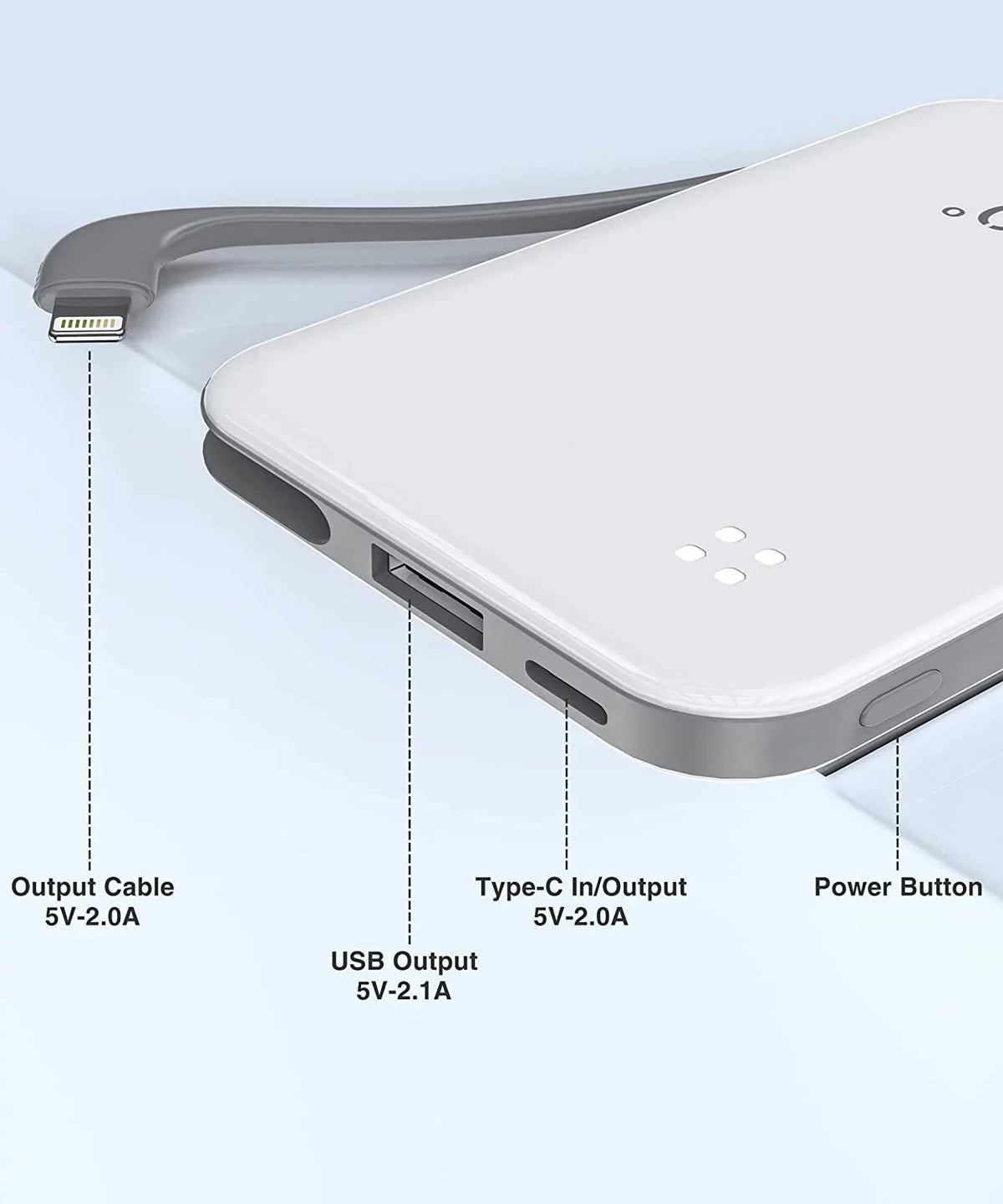 Built-in More Cable, Max/11/11 Max/X/XS/8/7/6/SE Charger Charger Phone White 13/13 and Max/12/12 Pro Compatible Pro Pro Power TG90 Mini with iPhone Bank Small Portable Portable with 4500mah Cell
