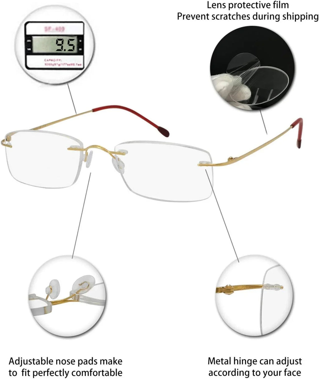 Reader 2.25 Trendy magnification For with Men 3.5 Frameless OCCI Glasses 1.25 2.0 Titanium 2.75 Clear 1.0 CHIARI 3.0 Women Lens 2.5 1.5 Reading 1.75 1.75