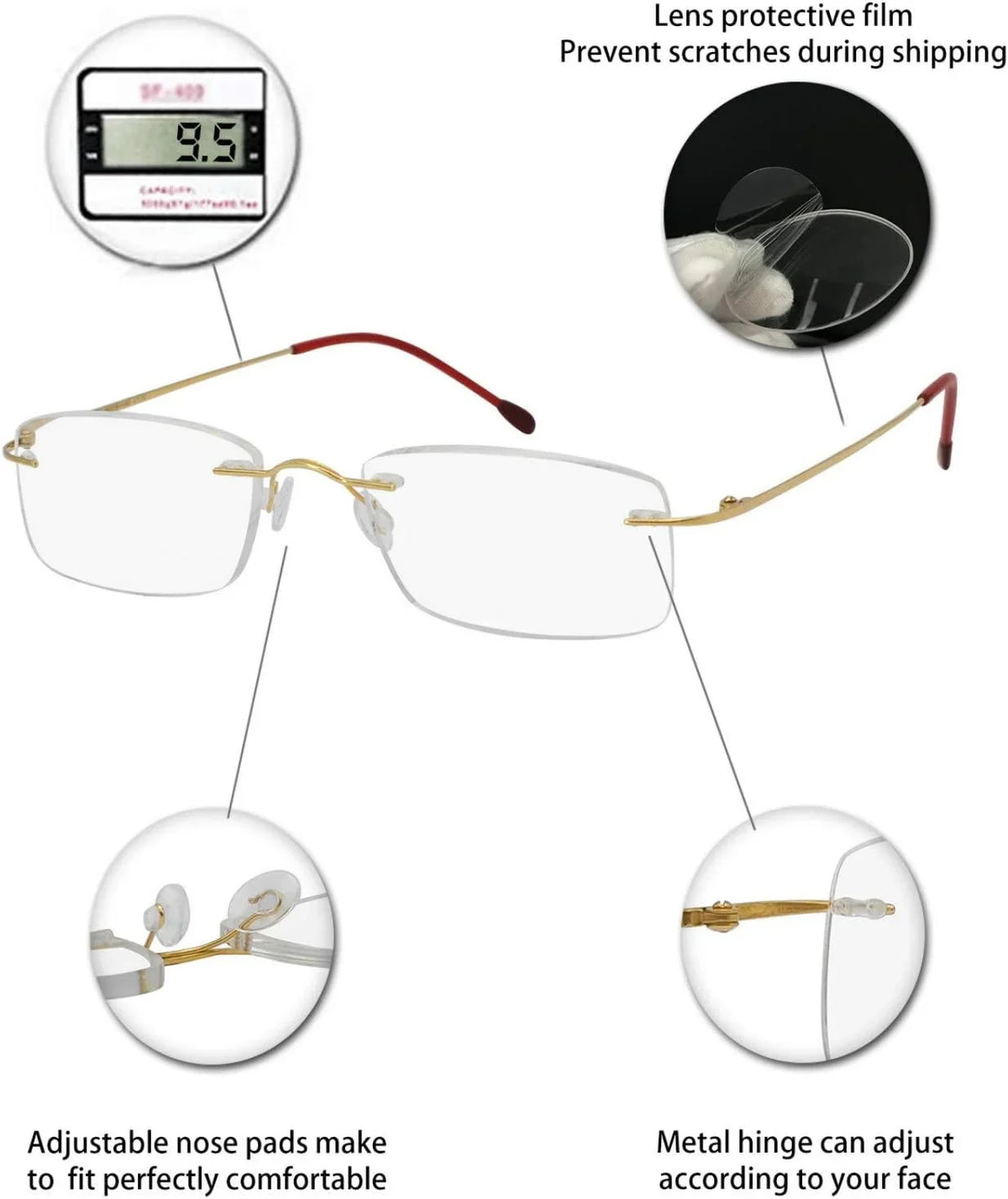 Reader 2.25 Trendy magnification For with Men 3.5 Frameless OCCI Glasses 1.25 2.0 Titanium 2.75 Clear 1.0 CHIARI 3.0 Women Lens 2.5 1.5 Reading 1.75 1.75