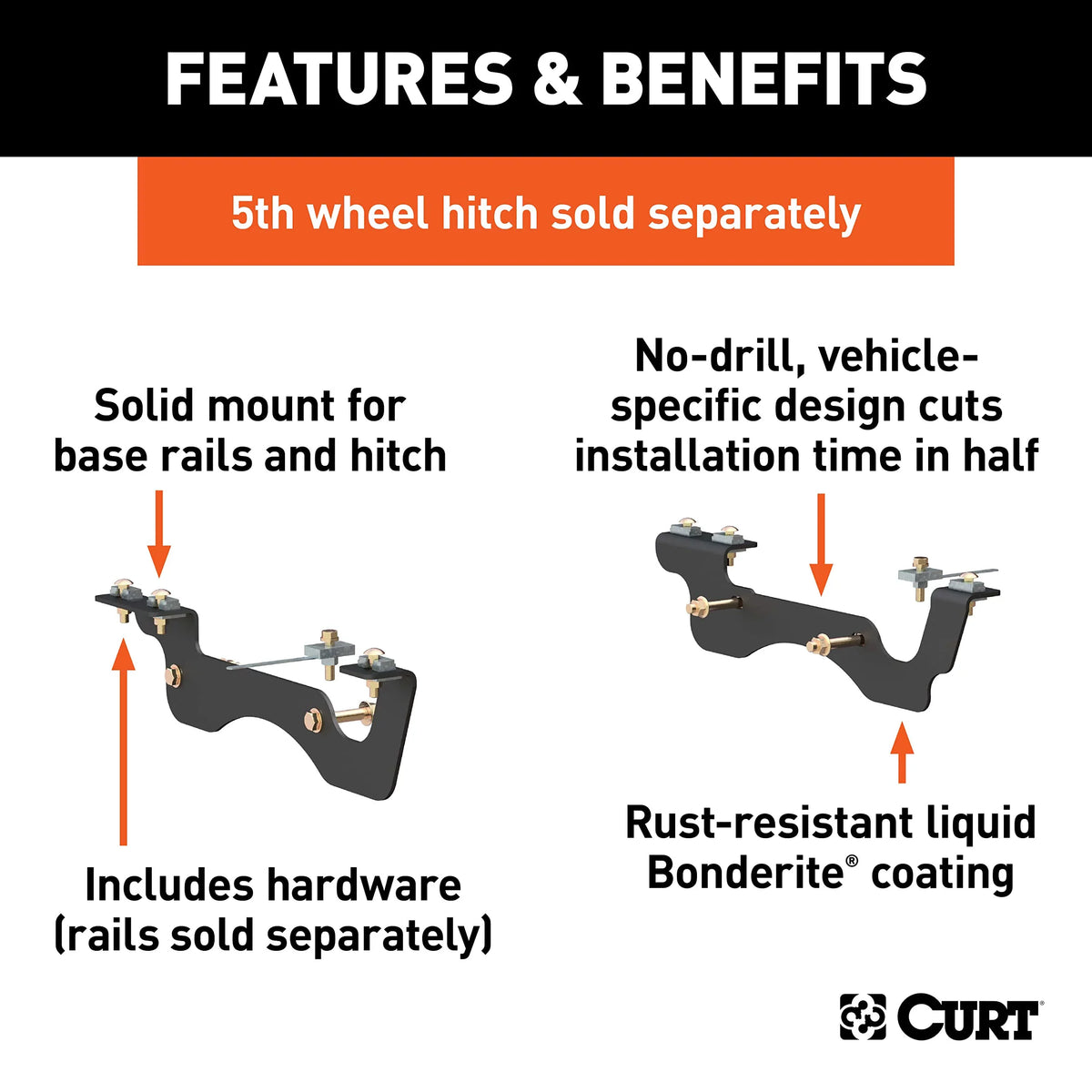 Manufacturing Curt 5th Custom 19-22 F-250/350/450 Brackets, 16431 Wheel