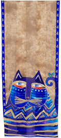 100% Silk Blue Cat Azul Scarf Laurel Cats Burch Carlottas