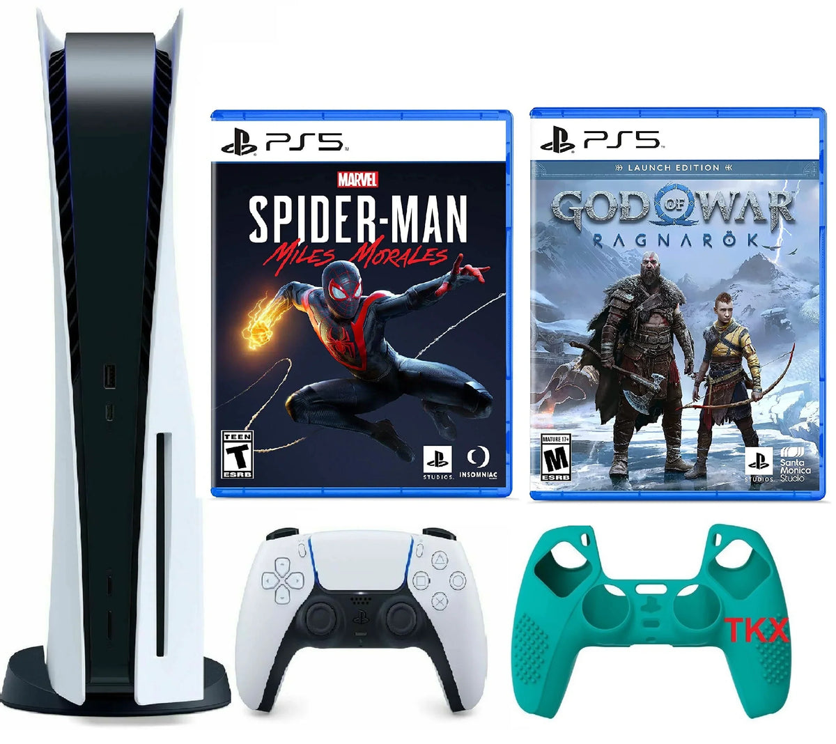 Ragnarök/ Bundle War Console Skin Morales Silicone PlayStation_PS5 Marvel's Miles Newest Disc Cover Spider-Man: Controller of Gaming Version with / 2023 God