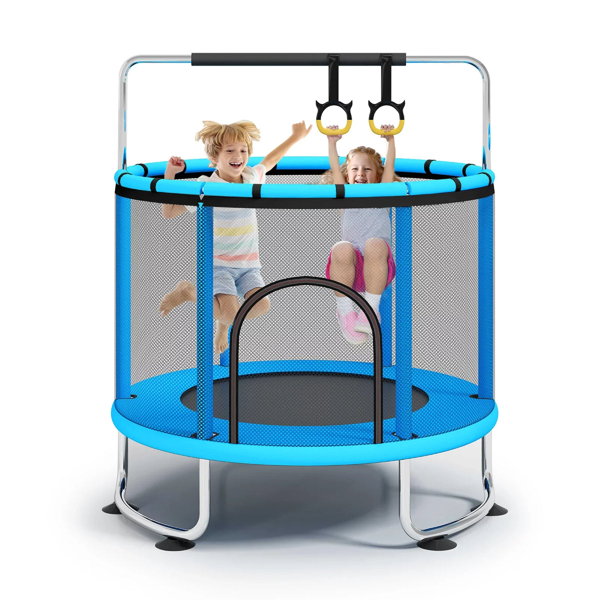 55''Mini Trampoline Load Enclosure for Basketball Fisca Toddler Net Indoor Hoop, Trampoline, 555lbs Trampoline Rings, and Kids, with