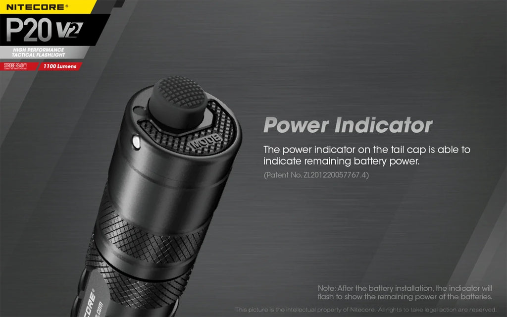 Nitecore 1100 P20 Lumens XP-L2 - Flashlight LED Tactical V6 - V2 CREE