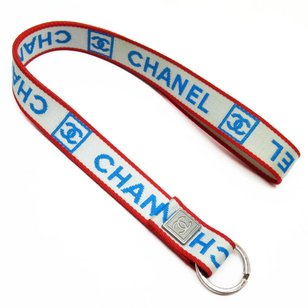 canvas silver (Good) strap x metal white Pre-Owned neck fabric red blue nylon