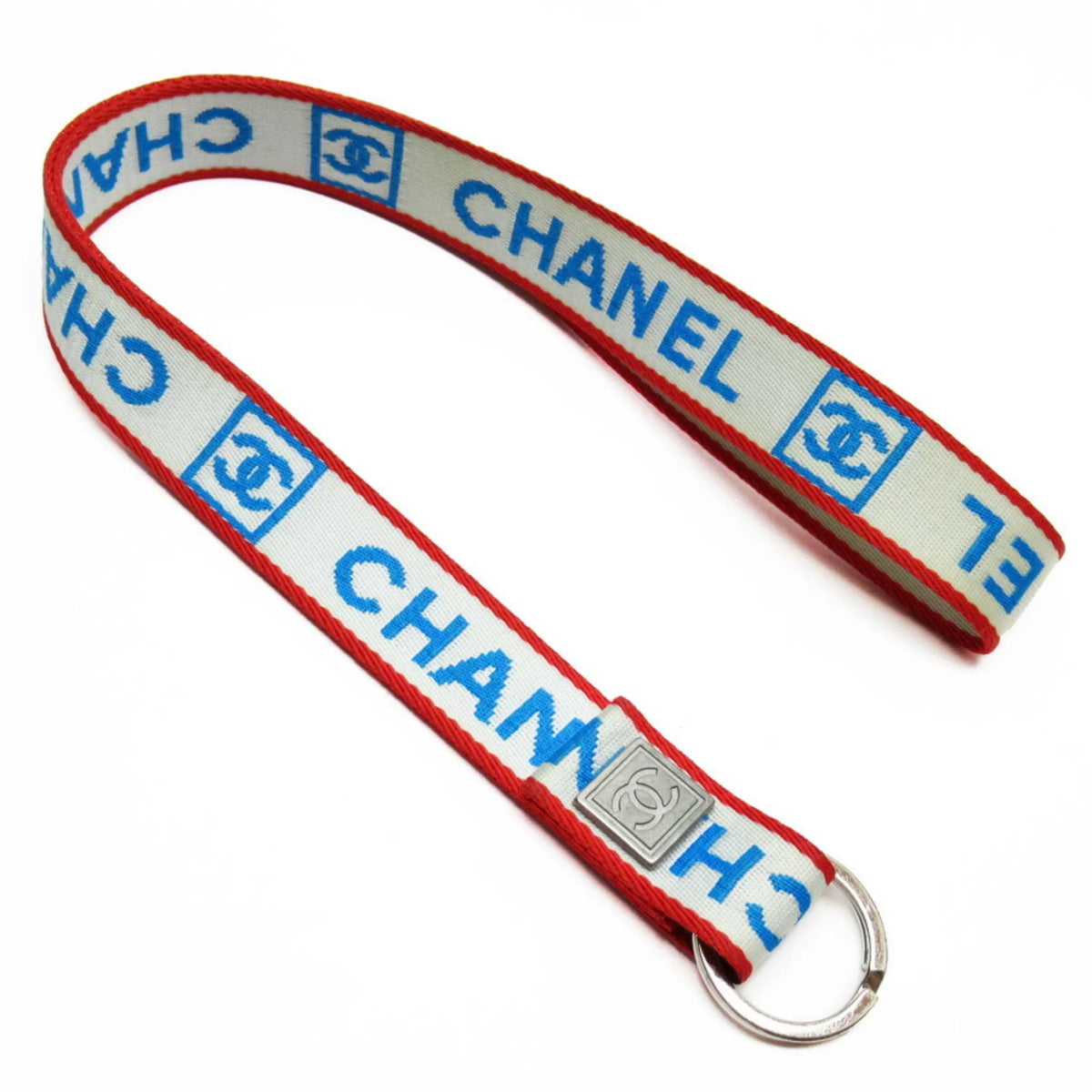 canvas silver (Good) strap x metal white Pre-Owned neck fabric red blue nylon