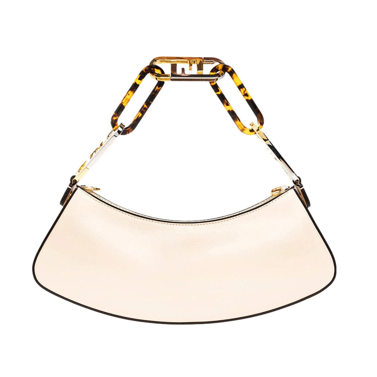 Shoulder Bag Fendi O'Lock Ivory Calfskin Leather Swing