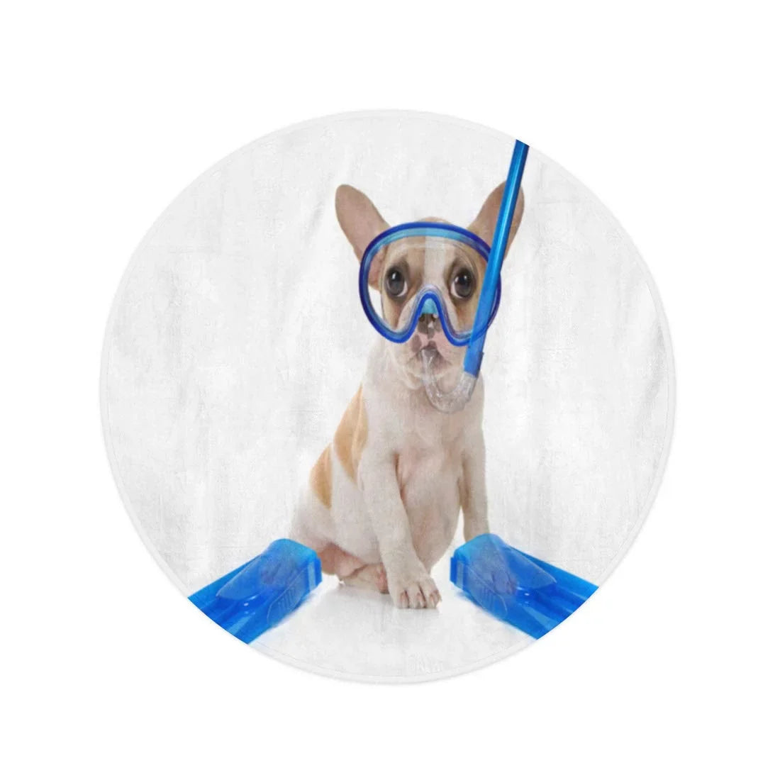 Fins Round Travel 60 Snorkeling Blanket Sitting Towels inch Puppy Beach Mat Studio SIDONKU Throw Dog of Towel Beach Circular Mask Circle Tapestry Gear