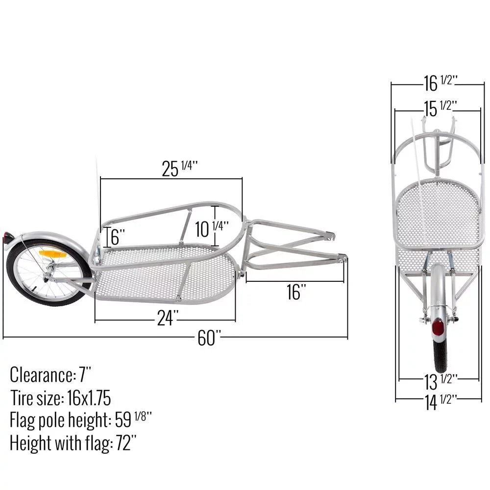 with exterior Cargo Trailer Pull-Behind Bag Wheel Single Cargo Bicycle Elevate BCT-8002
