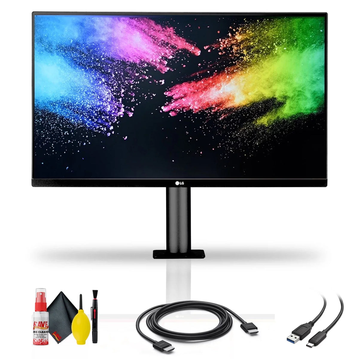 16:9 Cable + Monitor + USB-C Cable Kit 4K 31.5" Display and Cleaning Ergo LG IPS HDR 32UN880-B HDMI UltraFine FreeSync