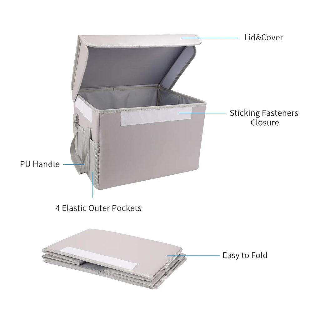 Home Handles with Sturdy Ideal and Box, Fireproof Storage Lid Irfora Car, for Waterproof Office