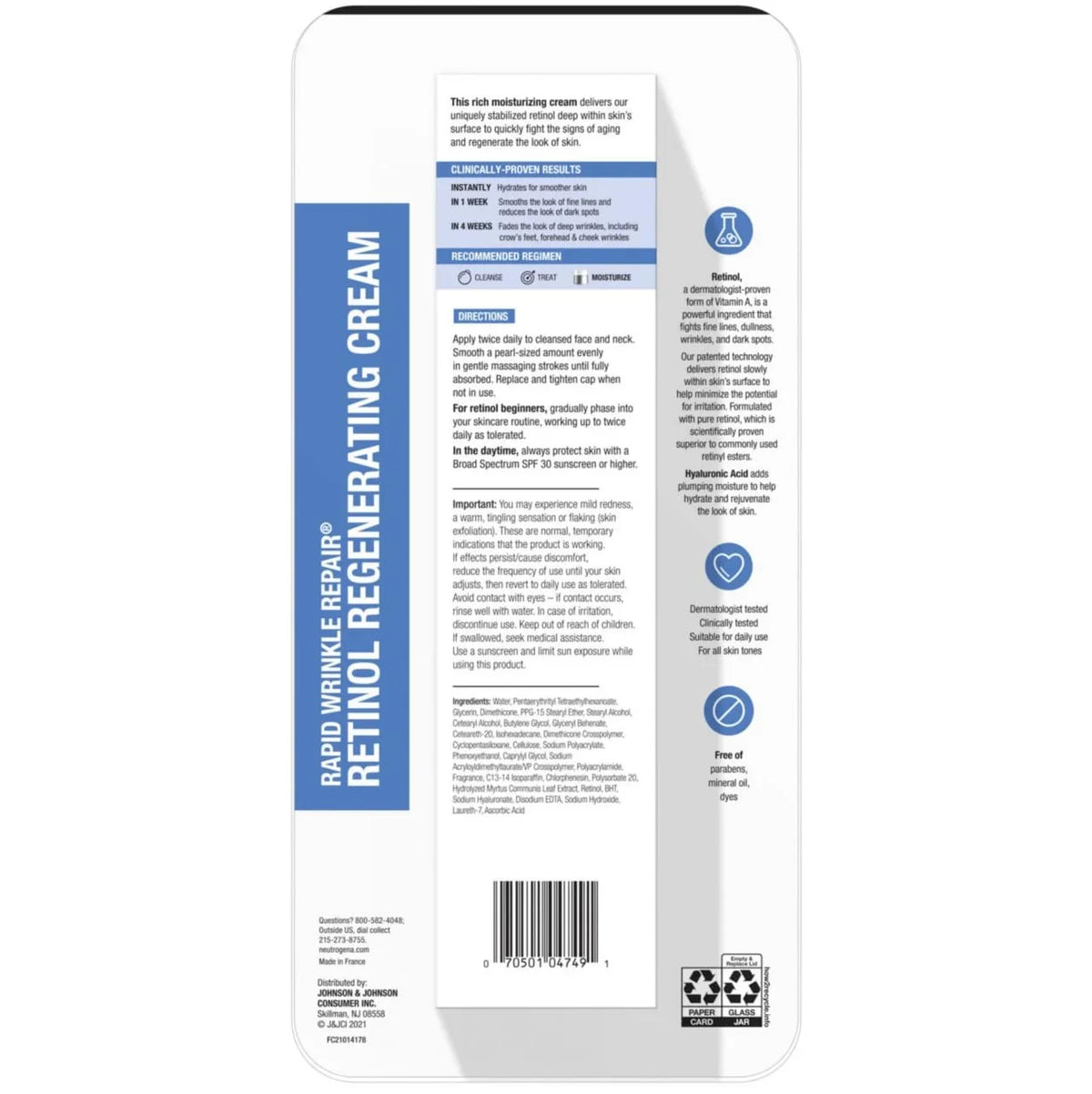 Repair With Pk. Acid Retinol Fragrance 1.7 Anti-Aging Lines, Daily Free, Rapid Moisturizer, & Fight Neutrogena & Wrinkles, Retinol To Fine Dark Wrinkle Oz., Hyaluronic Cream Face Spots, 2 Face