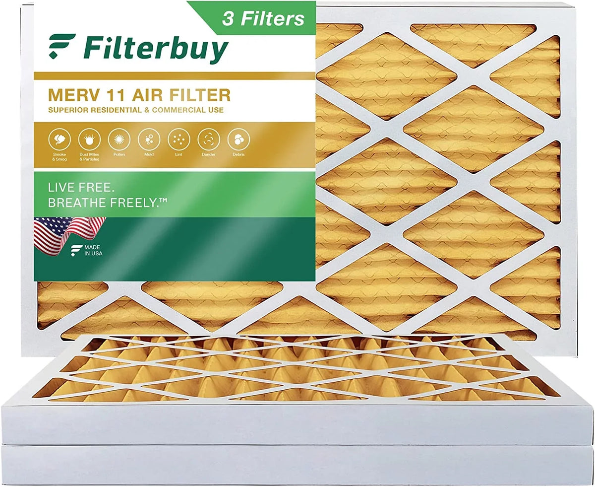 Pleated 12x24x2 Filterbuy Air HVAC Filters 11 MERV Furnace (3-Pack) AC