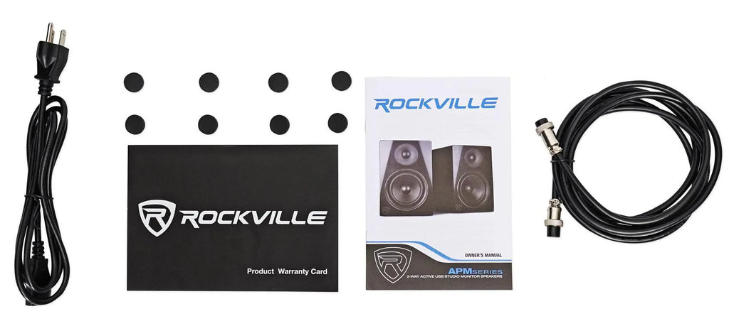Black 8" APM8W Premium Monitor Rockville Stands USB Speakers+28" Studio (2)