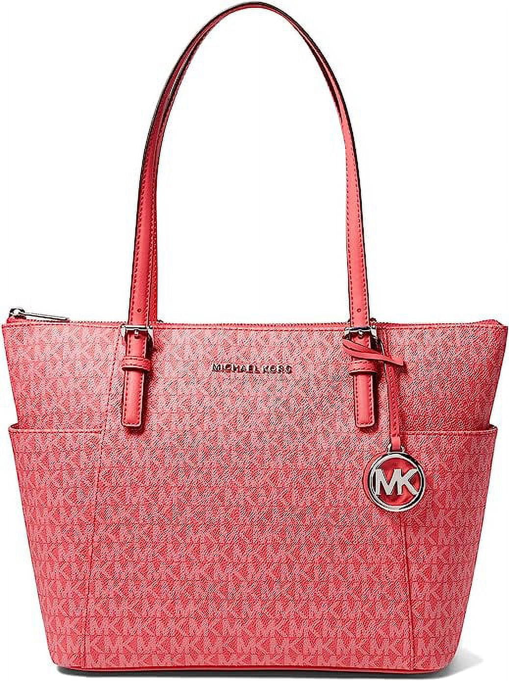 One Geranium Kors East/West Set Item Michael Zip Tote dimension Top Jet