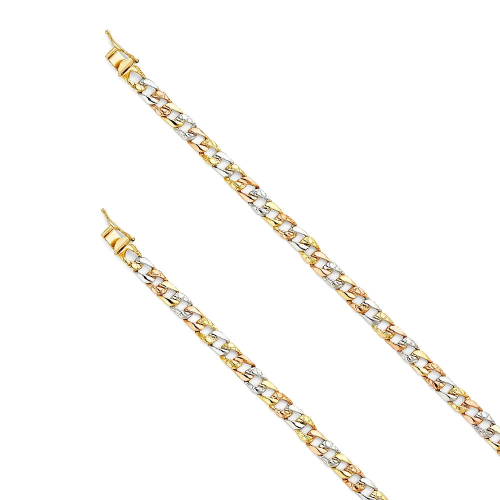 Stamp for Men’s Gift | Women 14k Men| Gold Jewelry Nugget | 7" Weight Chain Bracelet Bracelets Elegant - Color for and Gold 6.3 Cuban Link Tri 3C