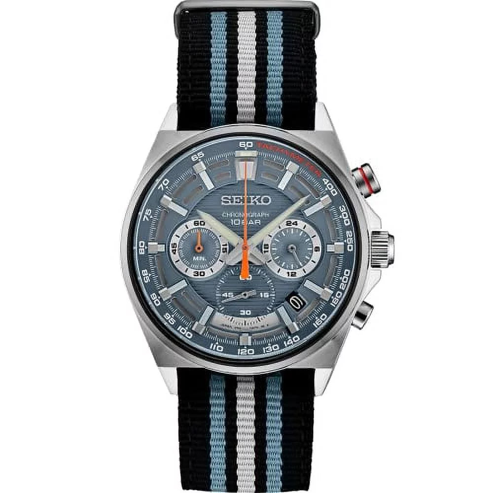 Watch with Men's Nylon SSB409) Strap, Japanese Quartz Black, Steel Seiko Stainless 22 outfit (Model: