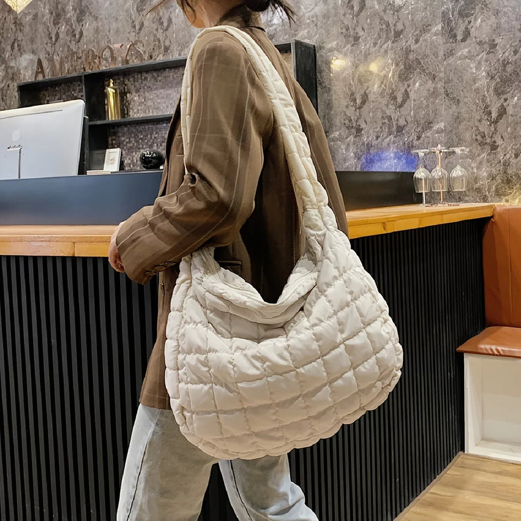 Tote Tote, Shoulder Argyle Capacity Junior Padded Bag, Quilted Bag Filled Crossbody Cotton Work Hobo For Quilted Large
